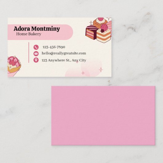 Elegant Pastry Chef Business Card – Custom Contact 名刺 (正面/裏面)
