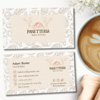 Elegant Pastry Chef Social Media Icon Beige Bakery 名刺