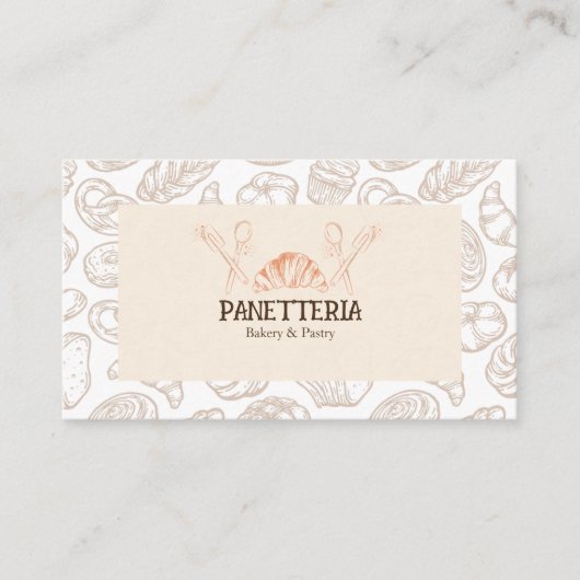 Elegant Pastry Chef Social Media Icon Beige Bakery 名刺 (正面)