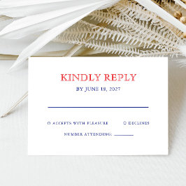 Elegant Patriotic 4th of July Wedding 出欠カード