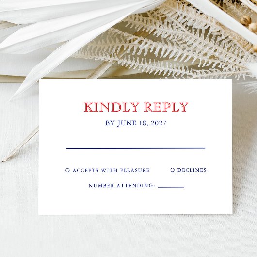Elegant Patriotic 4th of July Wedding 出欠カード