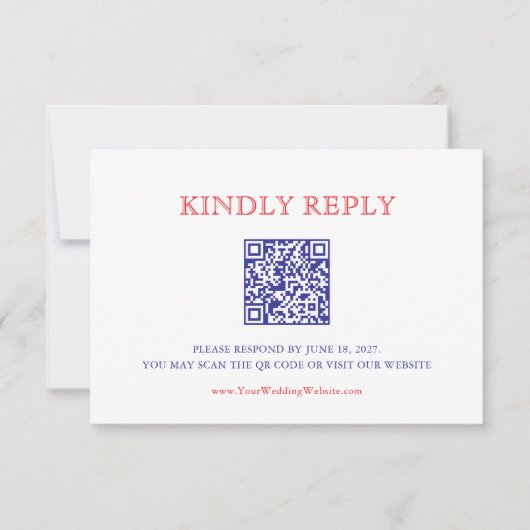 Elegant Patriotic 4th of July Wedding | QR Code 出欠カード (正面)