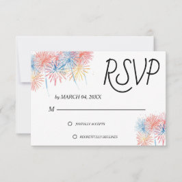 Elegant Patriotic 4th of July Wedding RSVP Card
