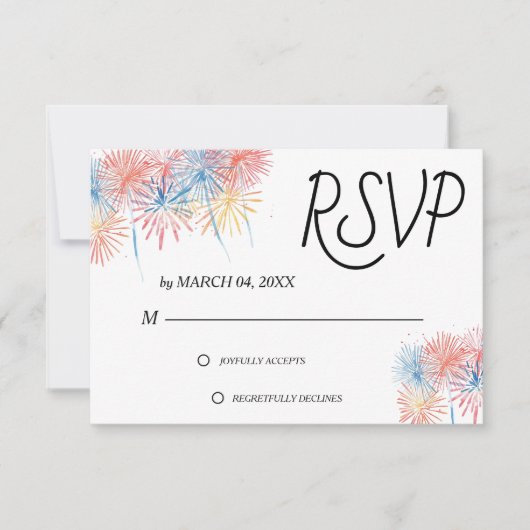 Elegant Patriotic 4th of July Wedding RSVP Card (正面)