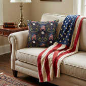 Elegant Patriotic Bald Eagle & American Flag クッション