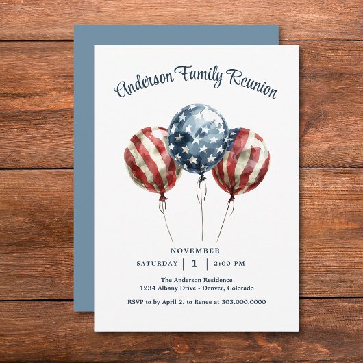 Elegant Patriotic Family Reunion 招待状