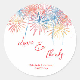 Elegant Patriotic Fireworks | 4th of July Wedding  ラウンドシール