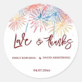 Elegant Patriotic Fireworks | 4th of July Wedding  ラウンドシール