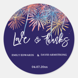 Elegant Patriotic Fireworks | 4th of July Wedding  ラウンドシール