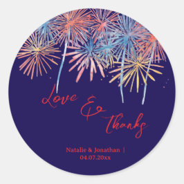 Elegant Patriotic Fireworks | 4th of July Wedding  ラウンドシール