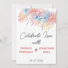 Elegant Patriotic Fireworks | 4th of July Wedding  招待状