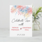 Elegant Patriotic Fireworks | 4th of July Wedding  招待状 (スタンド正面)
