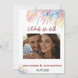 Elegant Patriotic Fireworks | 4th of July Wedding  招待状
