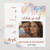 Elegant Patriotic Fireworks | 4th of July Wedding  招待状 (正面/裏面)