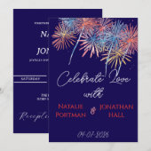 Elegant Patriotic Fireworks | 4th of July Wedding  招待状 (正面/裏面)