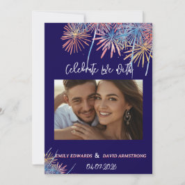 Elegant Patriotic Fireworks | 4th of July Wedding  招待状