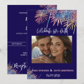 Elegant Patriotic Fireworks | 4th of July Wedding  招待状 (正面/裏面)