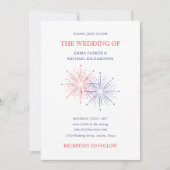Elegant Patriotic Fireworks | 4th of July Wedding 招待状 (正面)