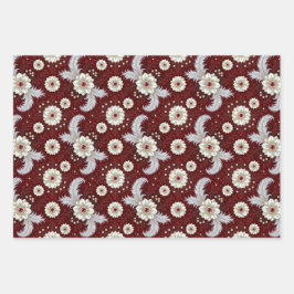 Elegant Patriotic Floral 3 Flat Sheets Gift Wrap ラッピングペーパーシート