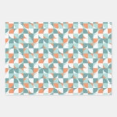 Elegant Patterns Aqua Teal Blue Mild Orange White ラッピングペーパーシート (正面3)