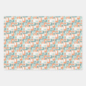 Elegant Patterns Aqua Teal Blue Mild Orange White ラッピングペーパーシート (正面2)