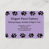Elegant Paws Cattery Business Card with Paw Print  名刺 (正面)