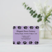 Elegant Paws Cattery Business Card with Paw Print  名刺 (スタンド正面)
