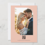 Elegant Peach and Blue Floral Wedding QR Code 招待状 (裏面)