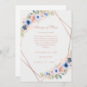 Elegant Peach Blue Wedding Collection 招待状 (正面/裏面)