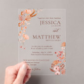 Elegant Peach Boho Style Floral Acrylic Invitation アクリル招待状 (インサイチュ (ポータブル))