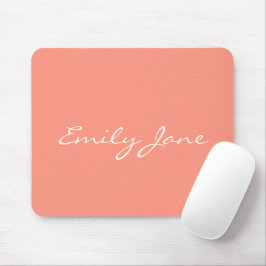 Elegant Peach Coral Handwritten Script Name Custom マウスパッド