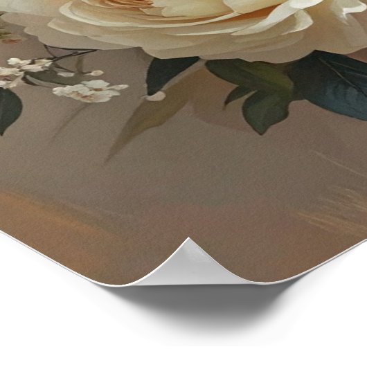 Elegant Peach & Cream Rose Bouquet: Romantic Paint ポスター (角)