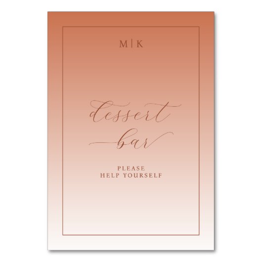 Elegant Peach Dessert Bar Sign テーブルナンバー (正面)