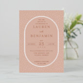 Elegant Peach Dotted Invitations 箔招待状 (立ち正面)