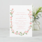 Elegant Peach Floral Botanical QR Wedding 招待状 (スタンド正面)