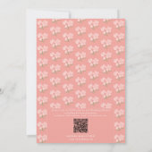 Elegant Peach Floral Botanical QR Wedding 招待状 (裏面)