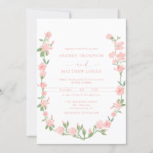 Elegant Peach Floral Botanical QR Wedding