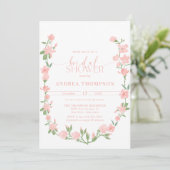 Elegant Peach Floral Garden Bridal Shower 招待状 (スタンド正面)