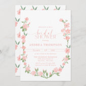Elegant Peach Floral Garden Bridal Shower 招待状 (正面/裏面)