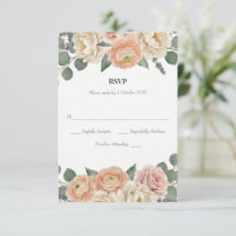 Elegant Peach Floral & Gold Lattice Oval Wedding