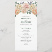 Elegant Peach Floral & Gold Lattice Wedding プログラム (正面)