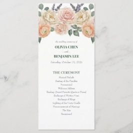 Elegant Peach Floral & Gold Lattice Wedding プログラム