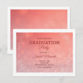 Elegant Peach Floral  Graduation Party  Invitation ポストカード (正面/裏面)