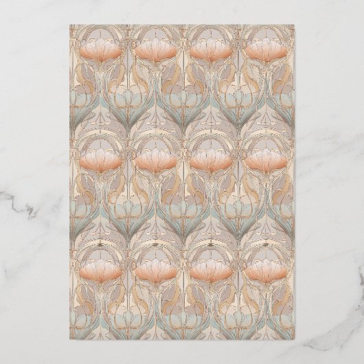 Elegant Peach Floral Pattern 箔招待状 (裏面)