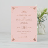 Elegant Peach Geometric Invitations 箔招待状 (立ち正面)