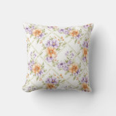 Elegant Peach Lavender & Solid Sage Green Spring クッション (正面)