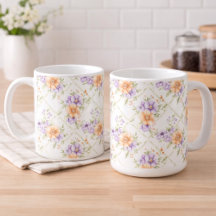 Elegant Peach Lavender Spring Floral Cottagecore