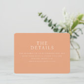 Elegant Peach Minimalist Wedding Website Card エンクロージャーカード (スタンド正面)
