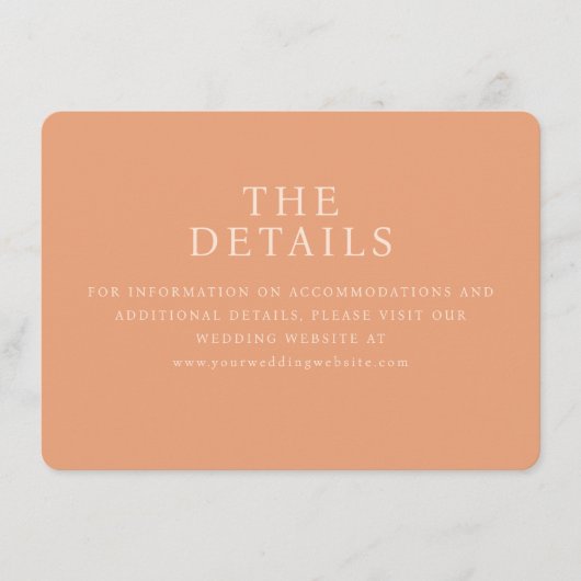Elegant Peach Minimalist Wedding Website Card エンクロージャーカード (正面)