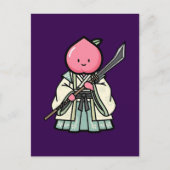 Elegant Peach Onna-musha Samurai Warrior Illustrat ポストカード (正面)